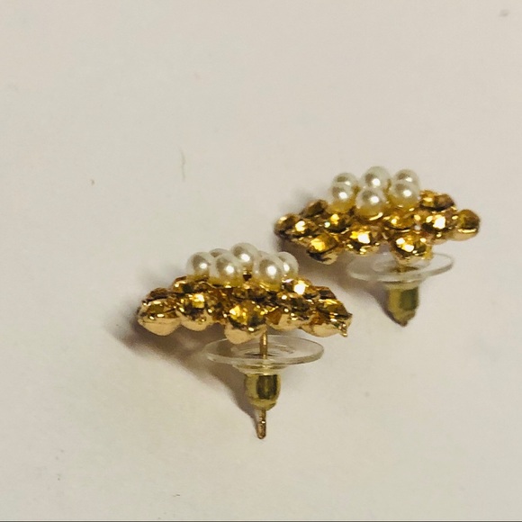 Stud earrings Rhinestones with pearl cluster - Picture 5 of 7